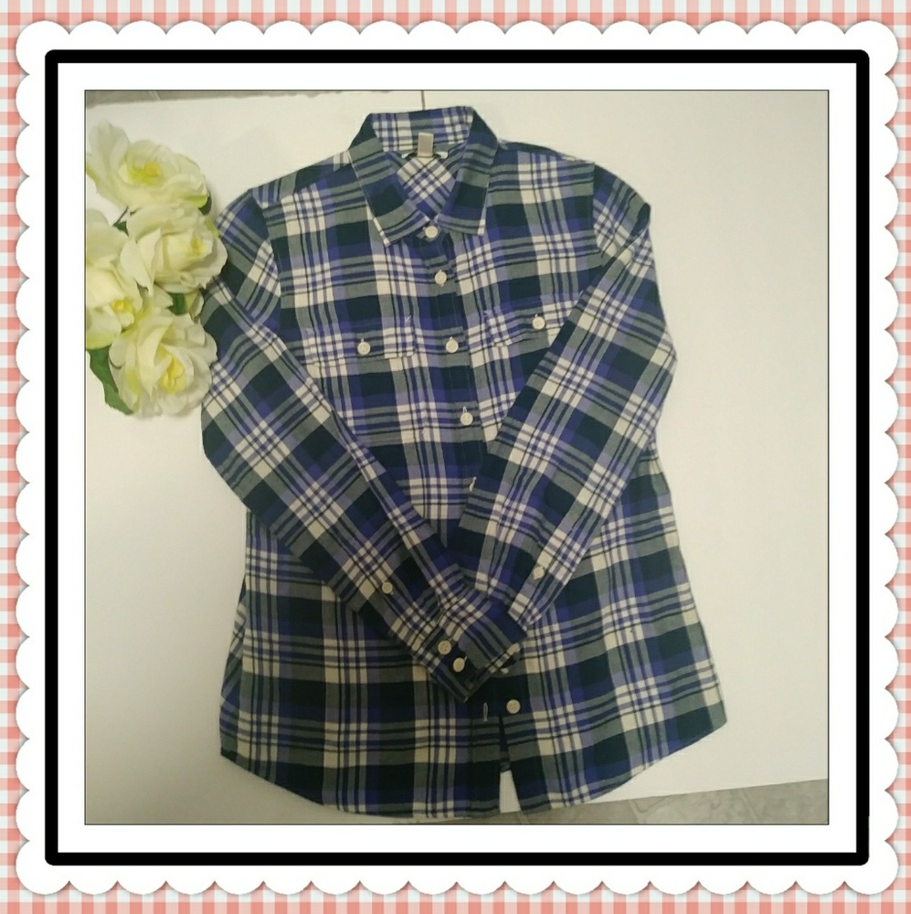 J. CREW WOMAN SHIRT IN BLUE PLAID SIZE 6
